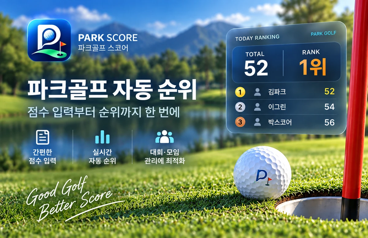 파크골프 자동 순위 - 간편한 파크골프 점수 관리
